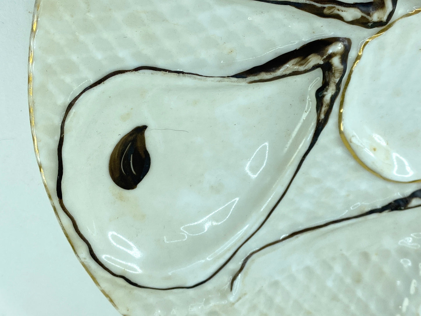 Antique Trompe L’oeil, "Napkin" Six Well Oyster Plate Number 0292 8.5" A397