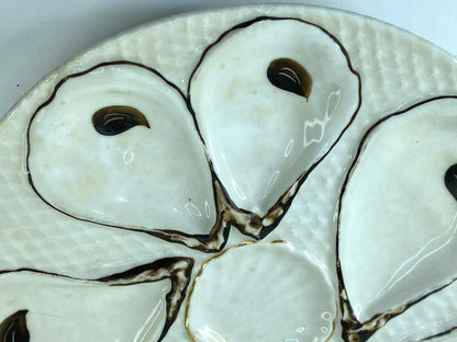 Antique Trompe L’oeil, "Napkin" Six Well Oyster Plate Number 0292 8.5" A397