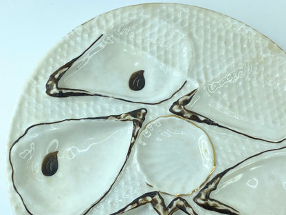 Antique Trompe L’oeil, "Napkin" Six Well Oyster Plate Number 0292 8.5" A397