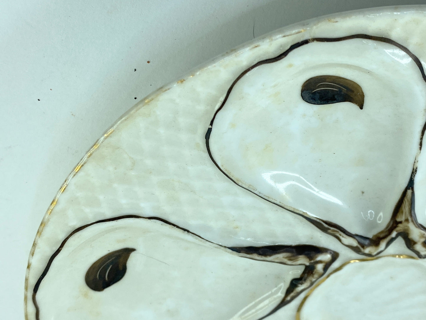 Antique Trompe L’oeil, "Napkin" Six Well Oyster Plate Number 0292 8.5" A397