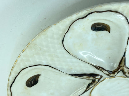 Antique Trompe L’oeil, "Napkin" Six Well Oyster Plate Number 0292 8.5" A397