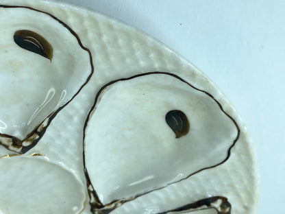 Antique Trompe L’oeil, "Napkin" Six Well Oyster Plate Number 0292 8.5" A397