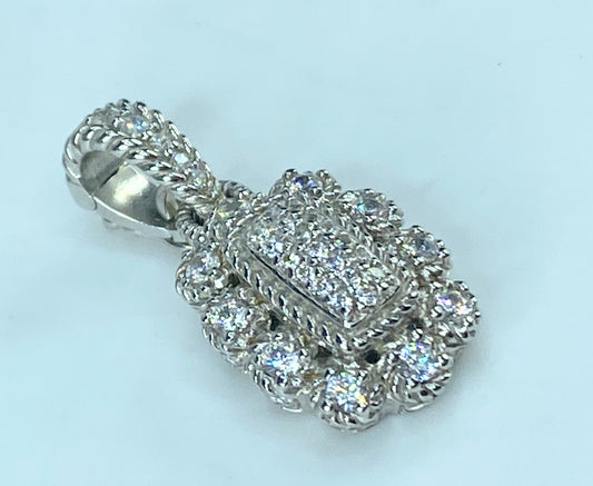 Judith Ripka Cubic sterling silver Zirconia Cluster Enhancer Pendant 7g JR453