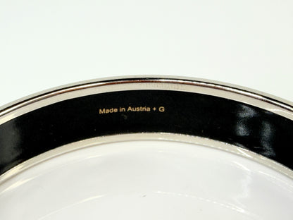 Vintage Hermes Paris Script Enamel Bangle Black Silver Austria GS771