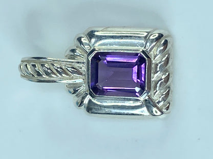 Judith Ripka Sterling Silver 925 Amethyst Pendant Enhancer 1.0" 5.9g JR464