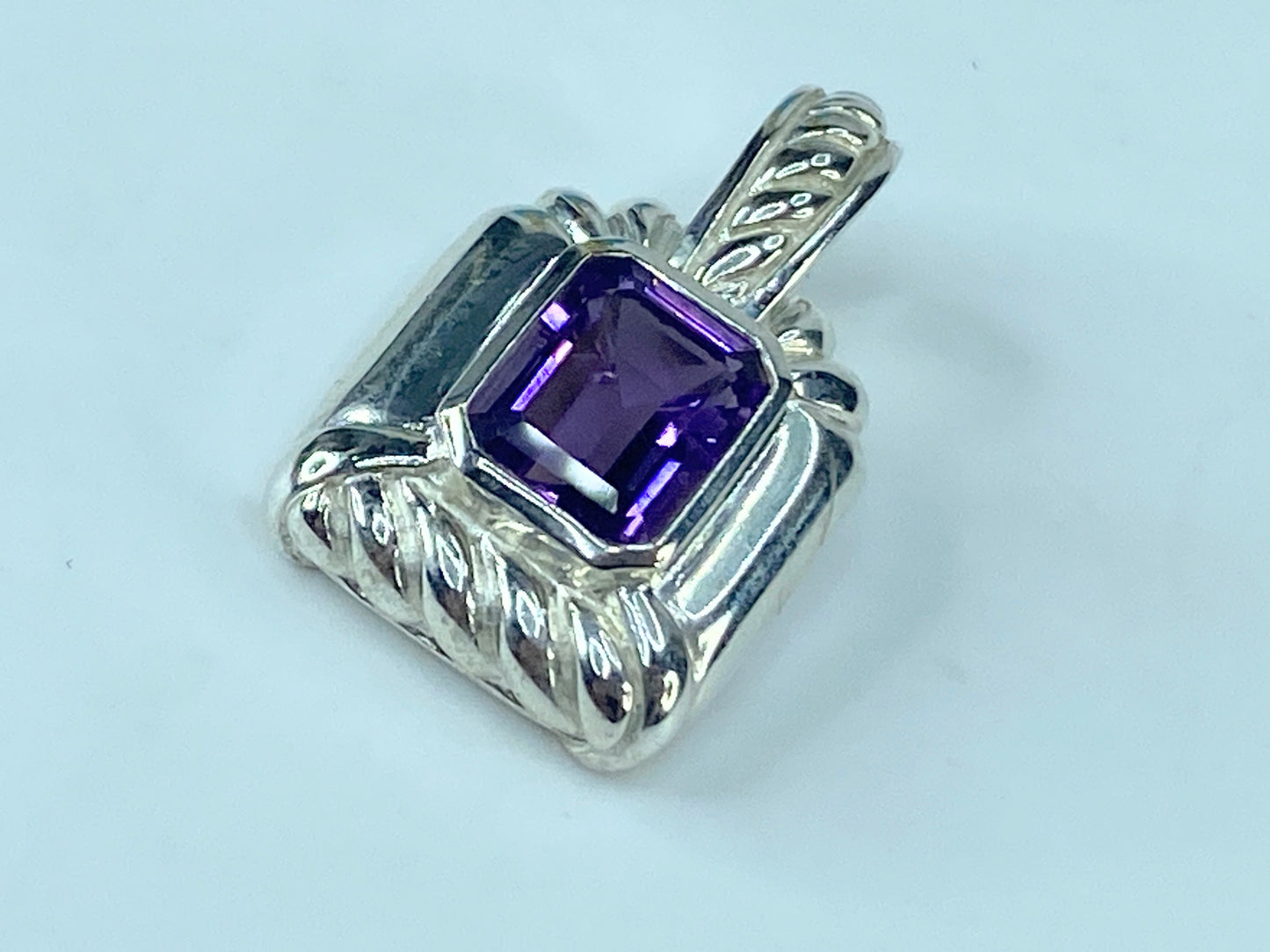 Judith Ripka Sterling Silver 925 Amethyst Pendant Enhancer 1.0" 5.9g JR464