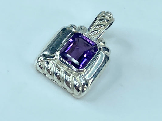 Judith Ripka Sterling Silver 925 Amethyst Pendant Enhancer 1.0" 5.9g JR464