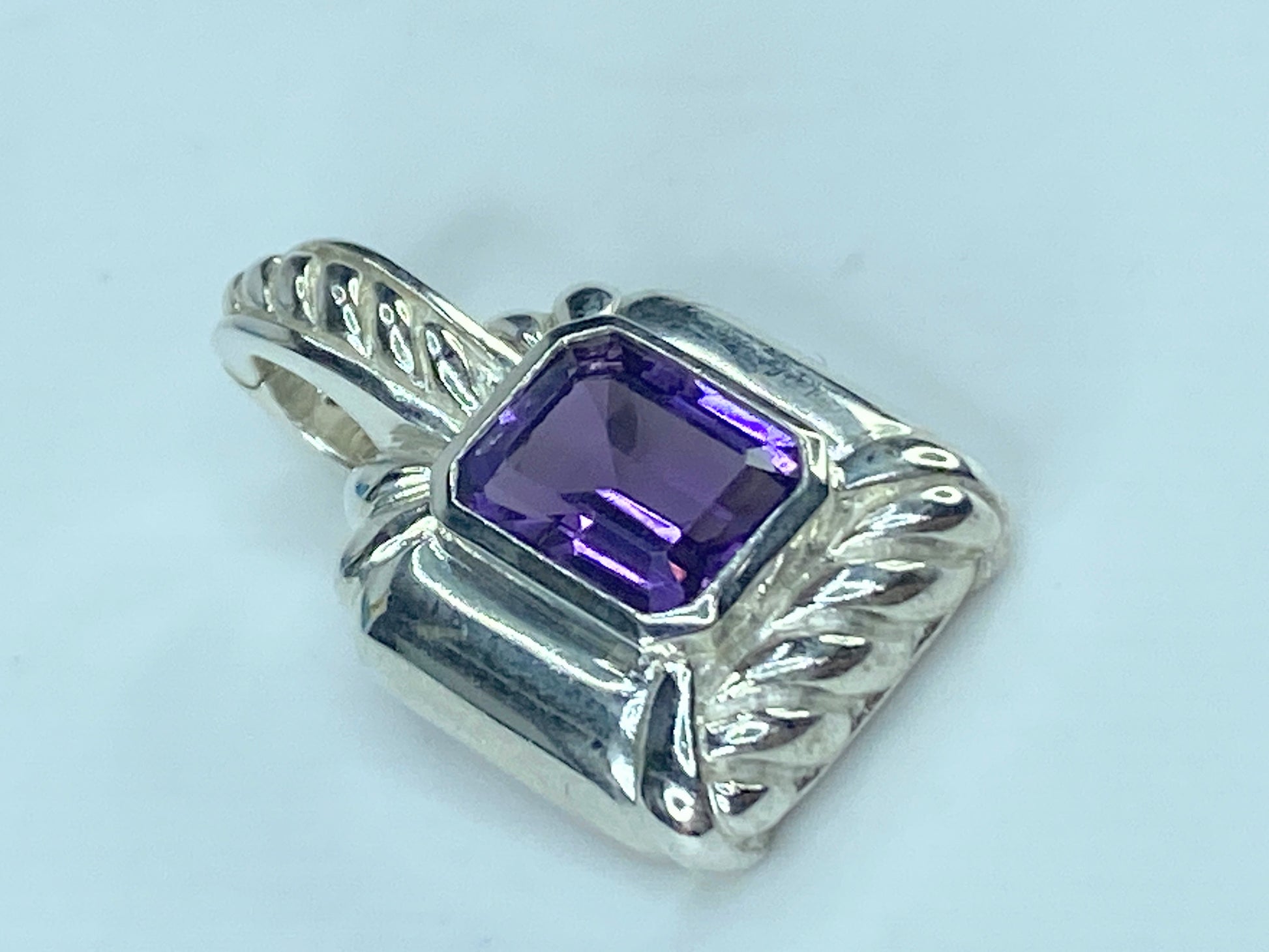 Judith Ripka Sterling Silver 925 Amethyst Pendant Enhancer 1.0" 5.9g JR464