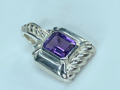Judith Ripka Sterling Silver 925 Amethyst Pendant Enhancer 1.0" 5.9g JR464