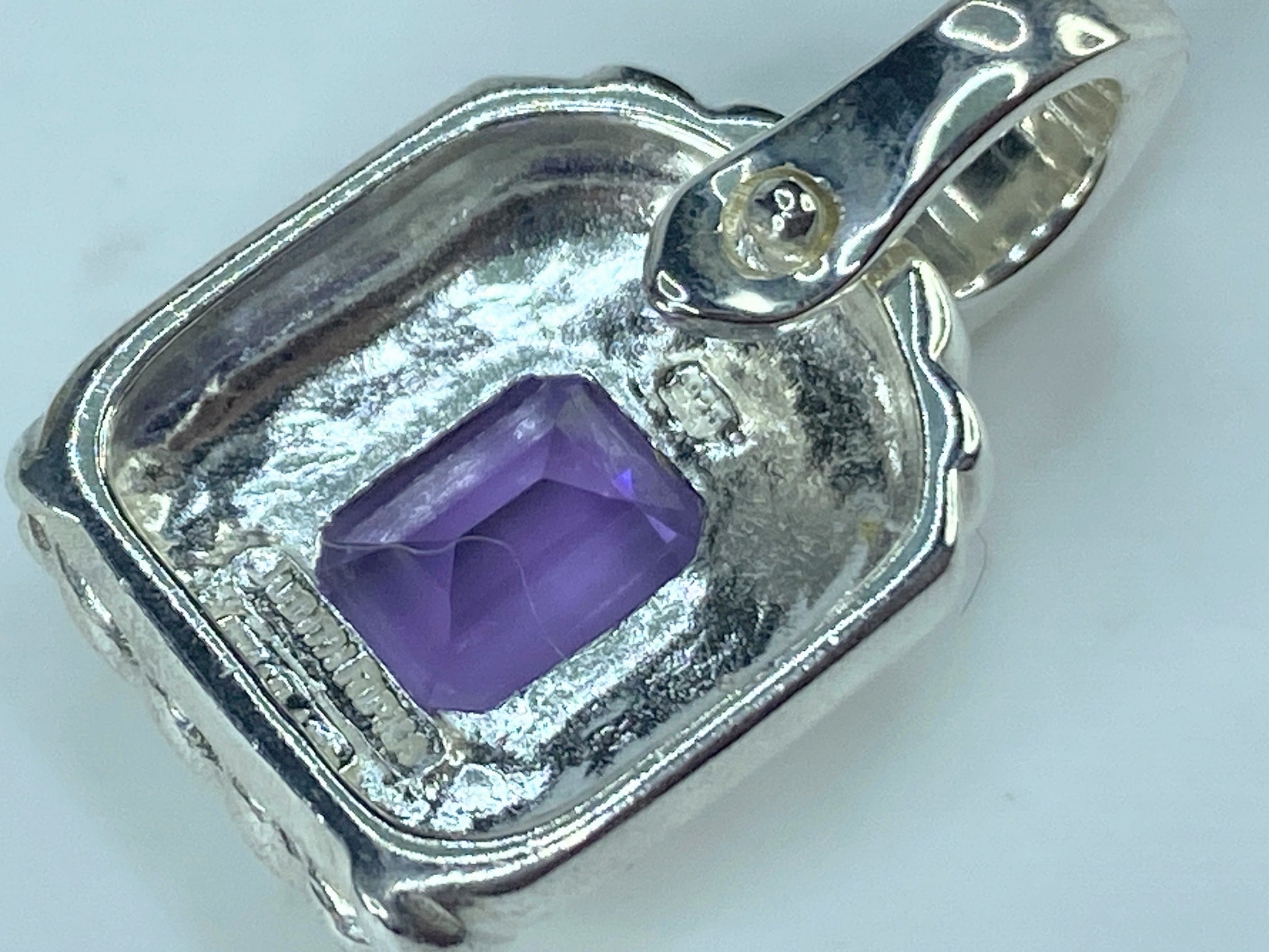 Judith Ripka Sterling Silver 925 Amethyst Pendant Enhancer 1.0" 5.9g JR464