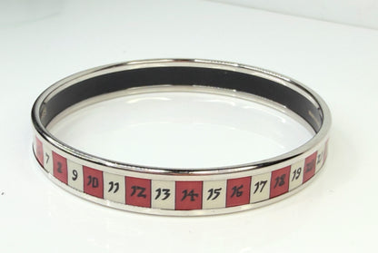 Vintage Hermes Numbers Enamel Bangle Red White Roulette Austria GS773