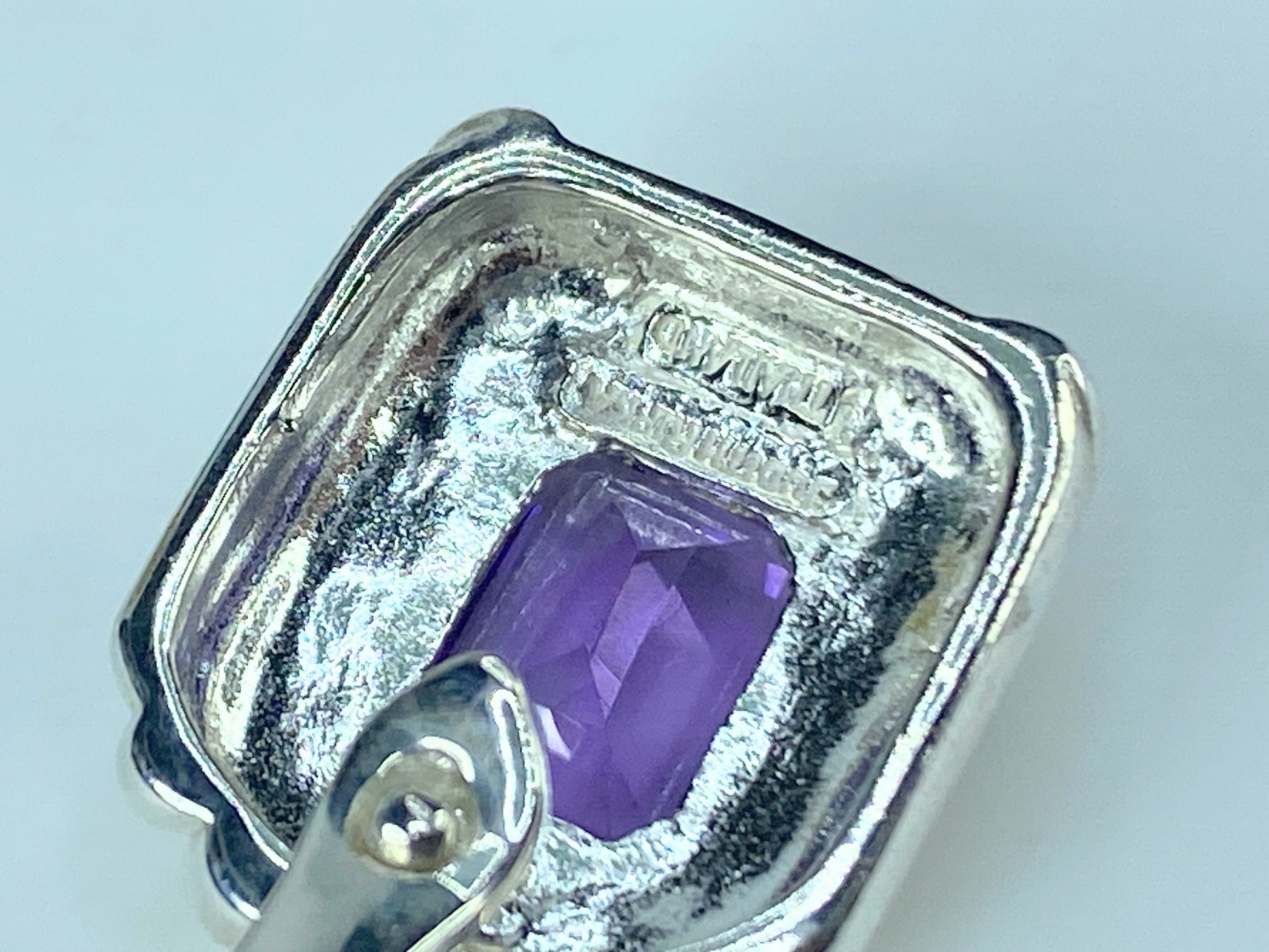 Judith Ripka Sterling Silver 925 Amethyst Pendant Enhancer 1.0" 5.9g JR464
