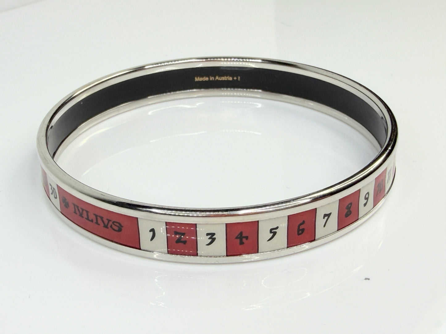 Vintage Hermes Numbers Enamel Bangle Red White Roulette Austria GS773