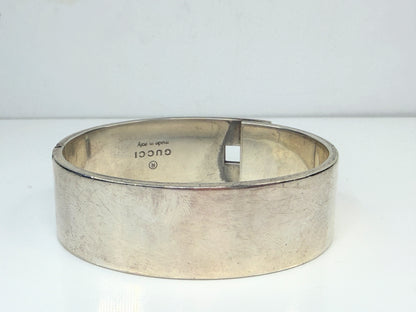 Vintage Gucci Wide Sterling Silver Hinged Cuff Bracelet Italy JR1486