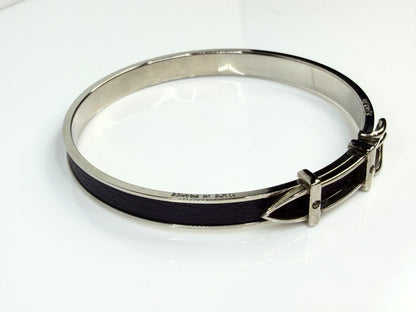 Vintage Hermès Belt Buckle Leather Palladium Plated Bracelet GS774