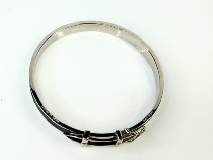 Vintage Hermès Belt Buckle Leather Palladium Plated Bracelet GS774
