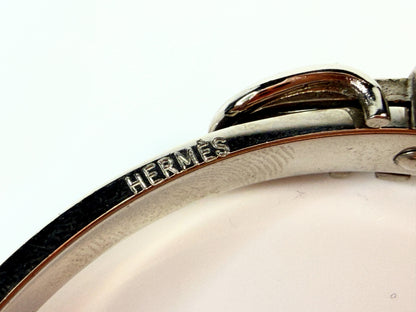 Vintage Hermès Belt Buckle Leather Palladium Plated Bracelet GS774
