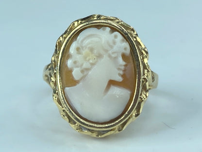 14K yellow gold shell Cameo lady ring 3.2g s7 JR428