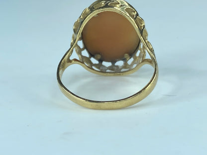 14K yellow gold shell Cameo lady ring 3.2g s7 JR428