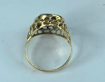 14K yellow gold shell Cameo lady ring 3.2g s7 JR428