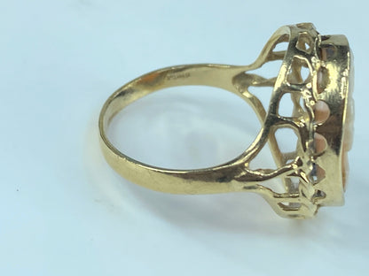 14K yellow gold shell Cameo lady ring 3.2g s7 JR428