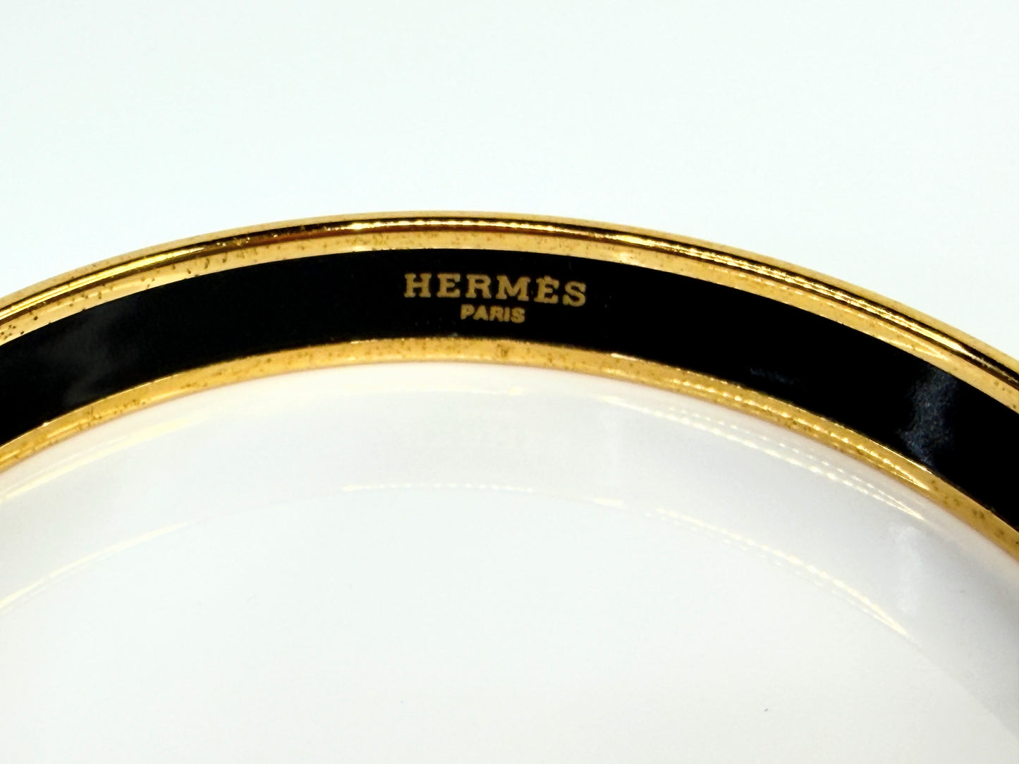Vintage Hermès Pinecone Floral Enamel Bangle Gold Austria GS776
