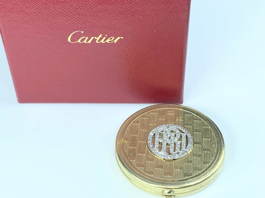 Cartier 14K Yellow gold Diamond compact 55mm 52.7g