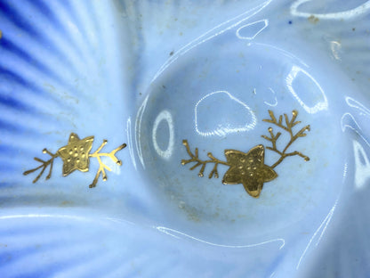 Limoges Vivid Cobalt Blue Ombre Wash Rich Textural Gilding Depicts Sea Life A404