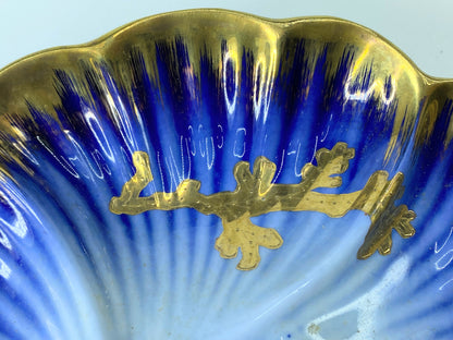 Limoges Vivid Cobalt Blue Ombre Wash Rich Textural Gilding Depicts Sea Life A404