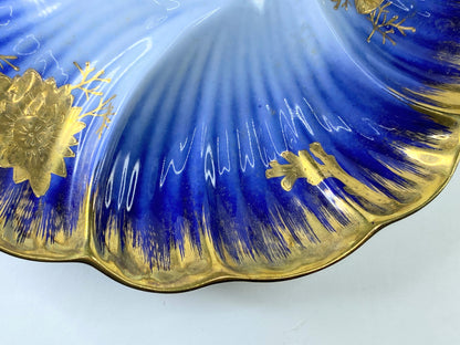 Limoges Vivid Cobalt Blue Ombre Wash Rich Textural Gilding Depicts Sea Life A404