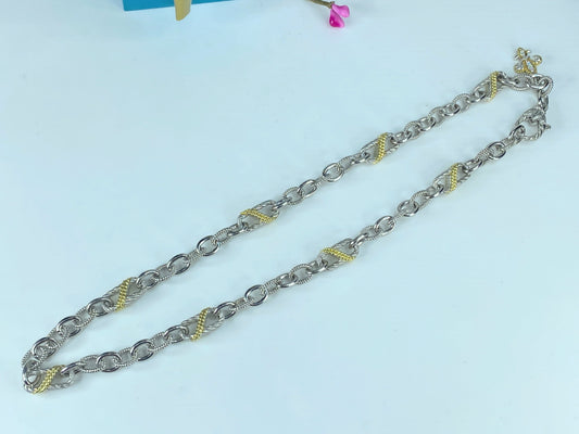 Judith Ripka Sterling Silver gold tone Chain Necklace 20.0" 59.2g JR385