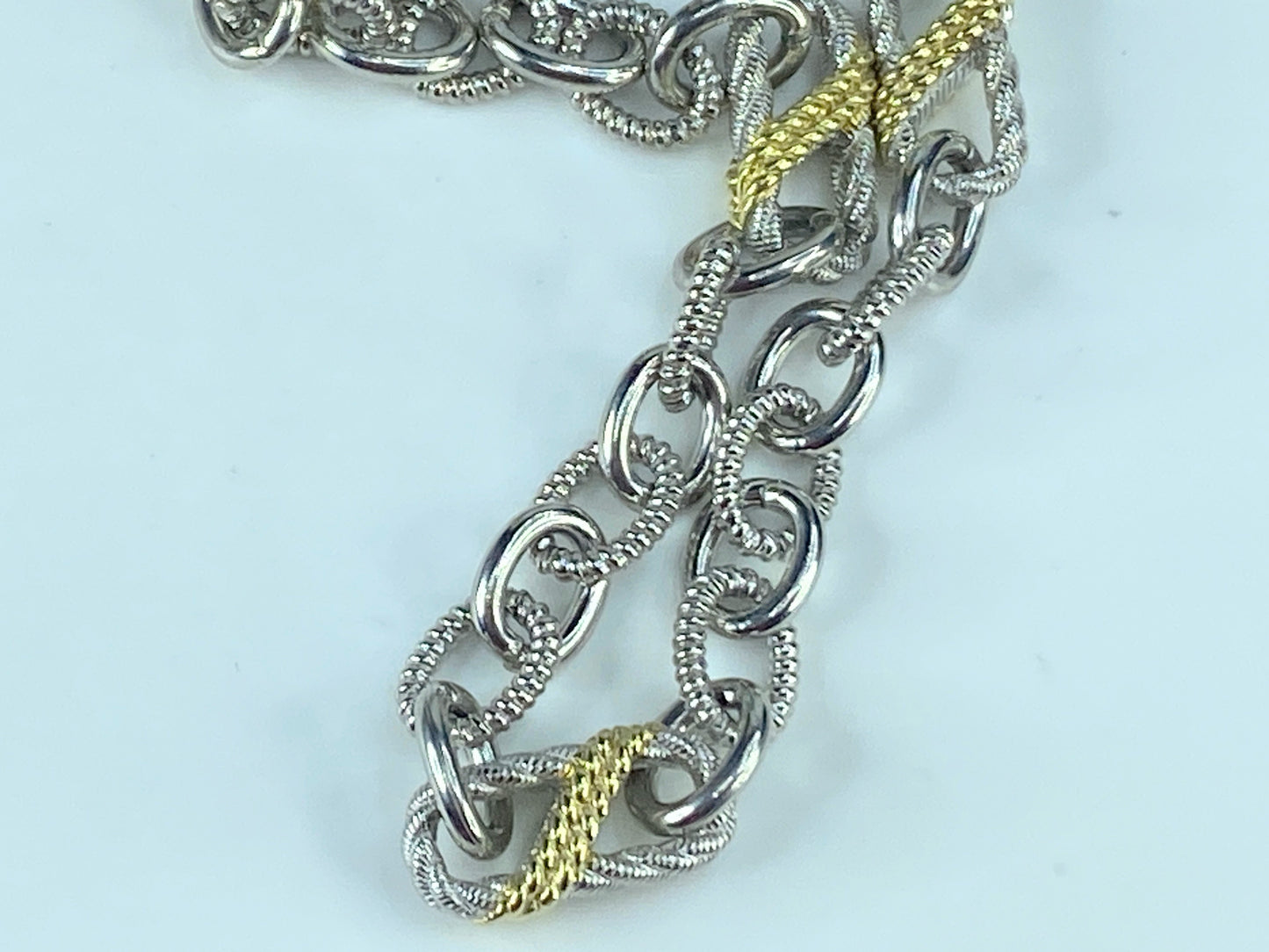 Judith Ripka Sterling Silver gold tone Chain Necklace 20.0" 59.2g JR385