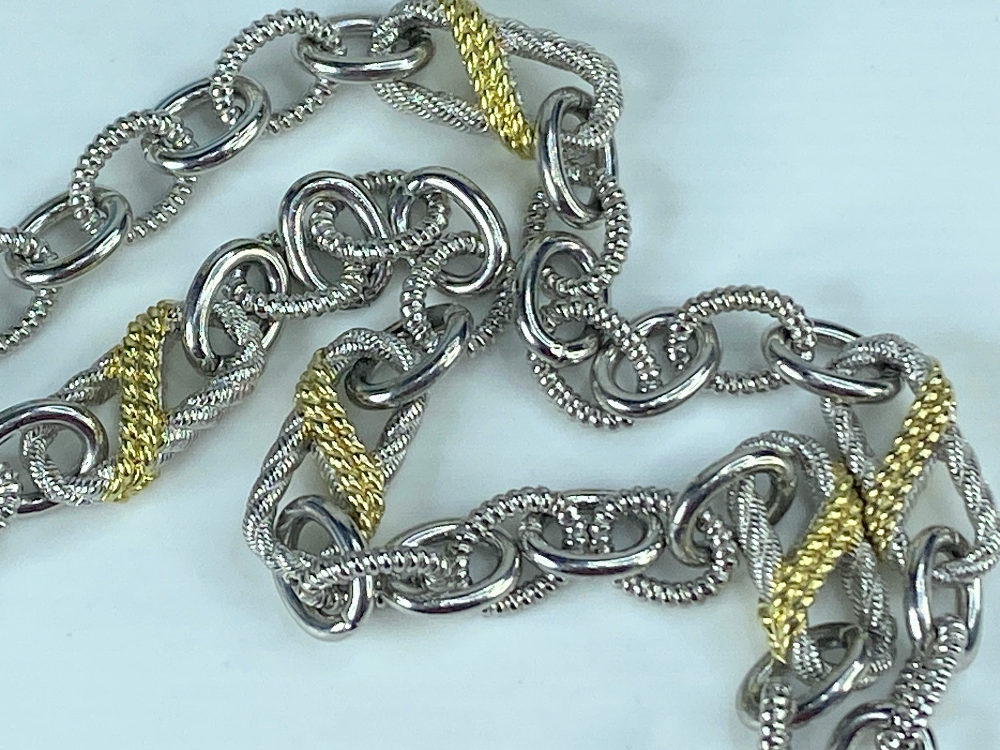 Judith Ripka Sterling Silver gold tone Chain Necklace 20.0" 59.2g JR385
