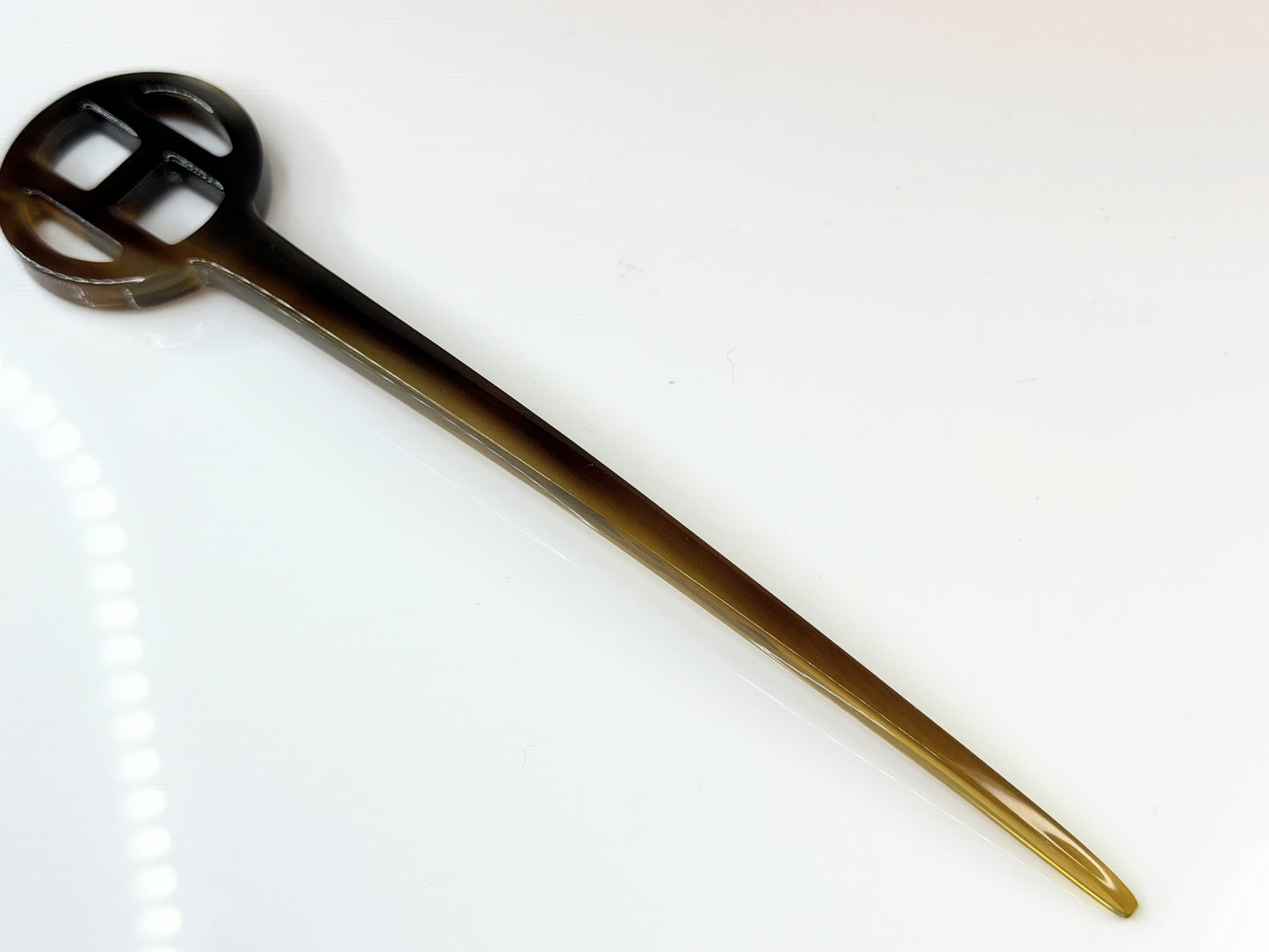 Vintage Hermès Buffalo Horn Hair Stick Hair Pin w Original Box GS778