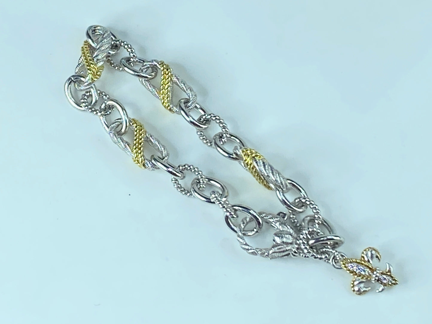 Judith Ripka Sterling Silver gold tone Chain Bracelet 27.5g 7.75" JR386
