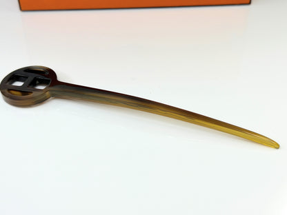 Vintage Hermès Buffalo Horn Hair Stick Hair Pin w Original Box GS778