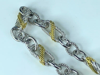 Judith Ripka Sterling Silver gold tone Chain Bracelet 27.5g 7.75" JR386