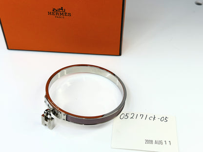 Vintage Hermès Kelly Lock Palladium Plated Pink Leather Bracelet GS780