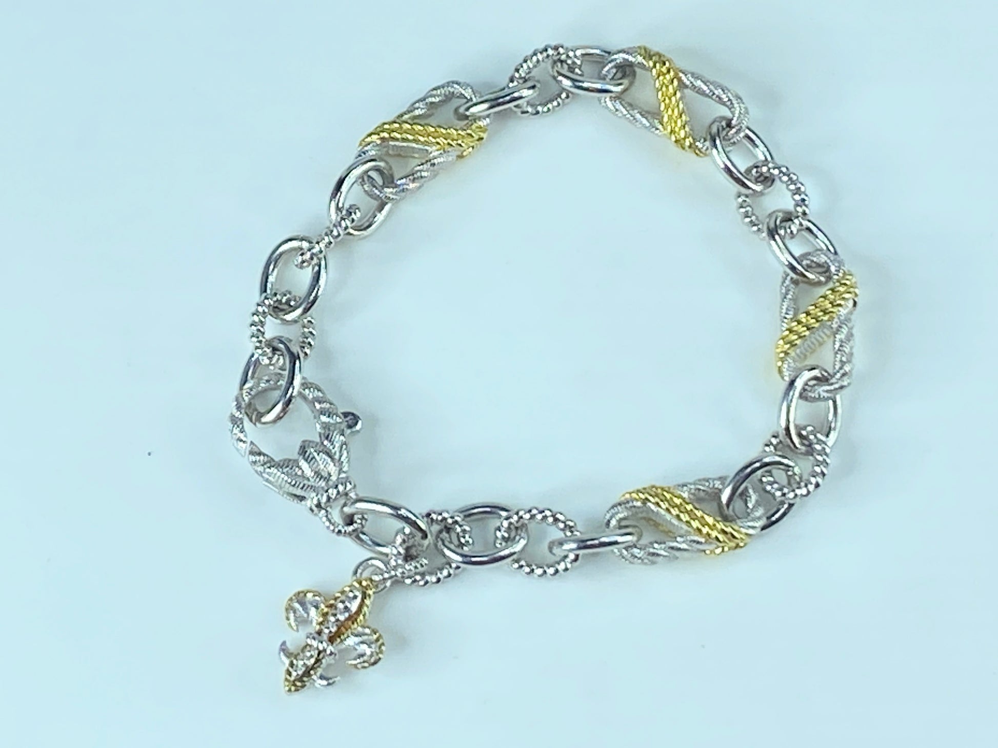 Judith Ripka Sterling Silver gold tone Chain Bracelet 27.5g 7.75" JR386