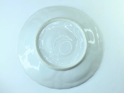 White Porcelain Oyster Serving Plate in Brown & Gold, 1800s, Germany 8.25" A405