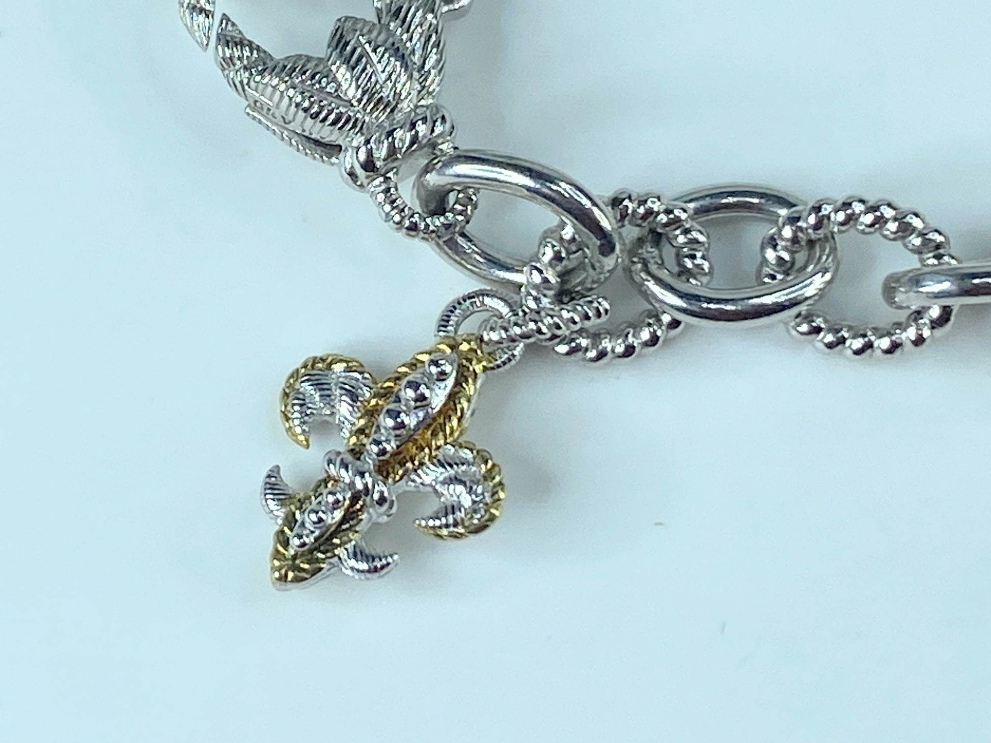 Judith Ripka Sterling Silver gold tone Chain Bracelet 27.5g 7.75" JR386