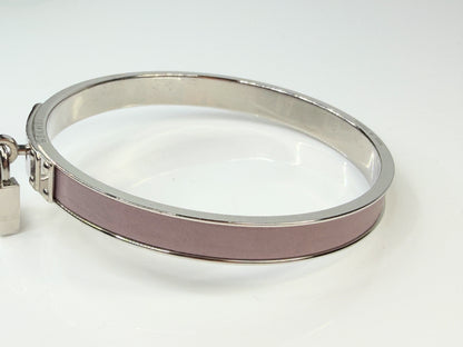 Vintage Hermès Kelly Lock Palladium Plated Pink Leather Bracelet GS780