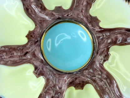 Early Antique Limoges Hand Painted turquoise blue Oyster Plate, 9" op219 A406
