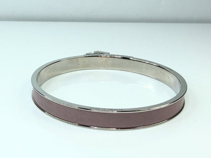 Vintage Hermès Kelly Lock Palladium Plated Pink Leather Bracelet GS780