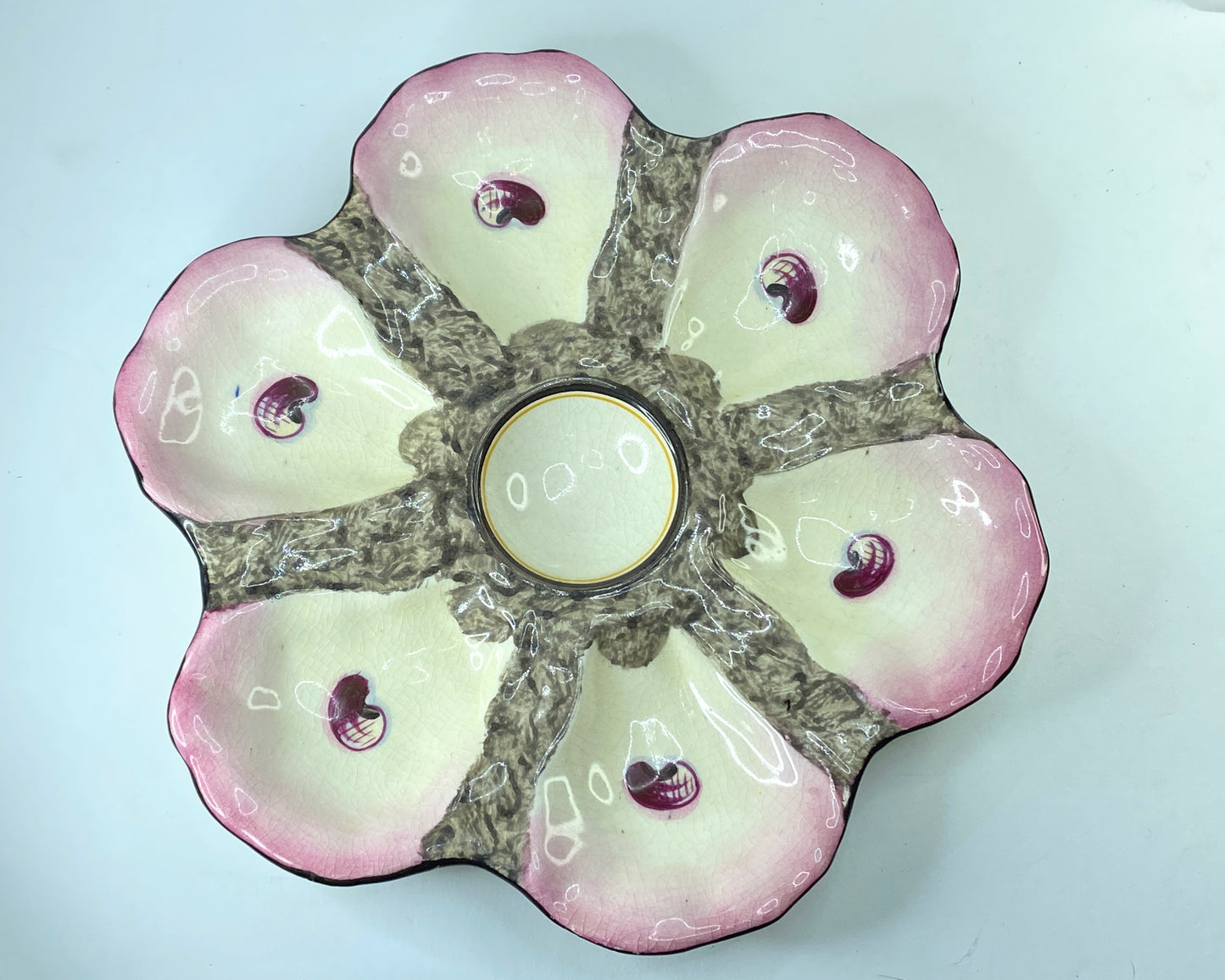 Early Antique Limoges Hand Painted turquoise blue Oyster Plate, 9" op219 A406