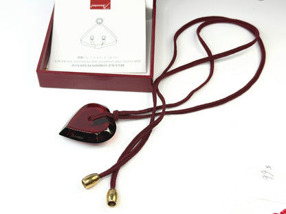 Vintage Baccarat Red Crystal Heart Pendant Necklace w Box GS797