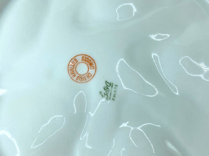 Rare GDA Limoges France Oyster Plate Lavender Roses ribbon 8.75" c1906 A408