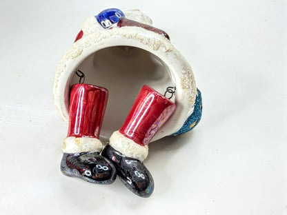 Christopher Radko Vintage Santa Dangle Feet Striped Coat Ornament XN134