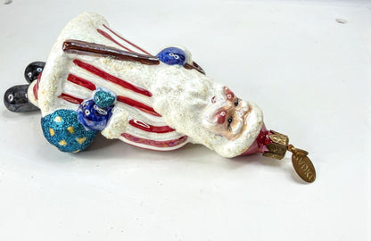 Christopher Radko Vintage Santa Dangle Feet Striped Coat Ornament XN134
