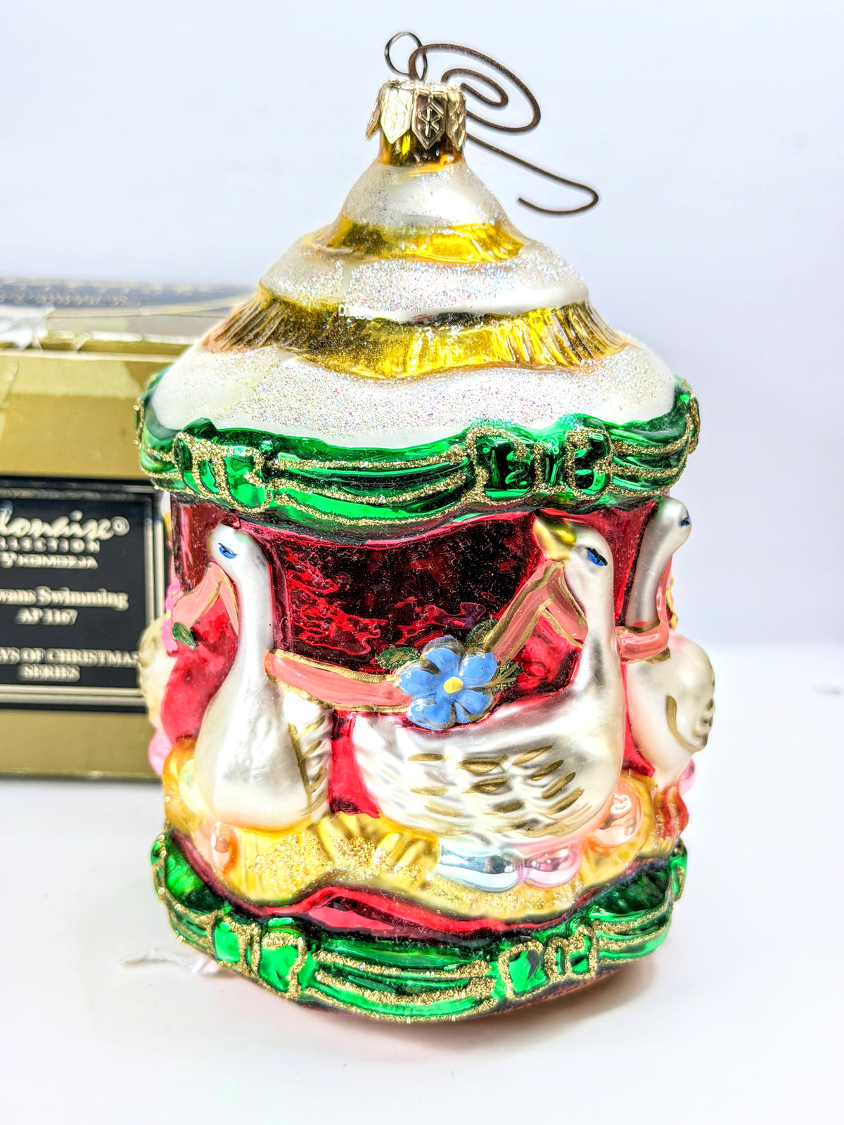 Kurt Adler Polonaise Six Geese A Laying Glass Ornament Keith Stefan 2000 XN136